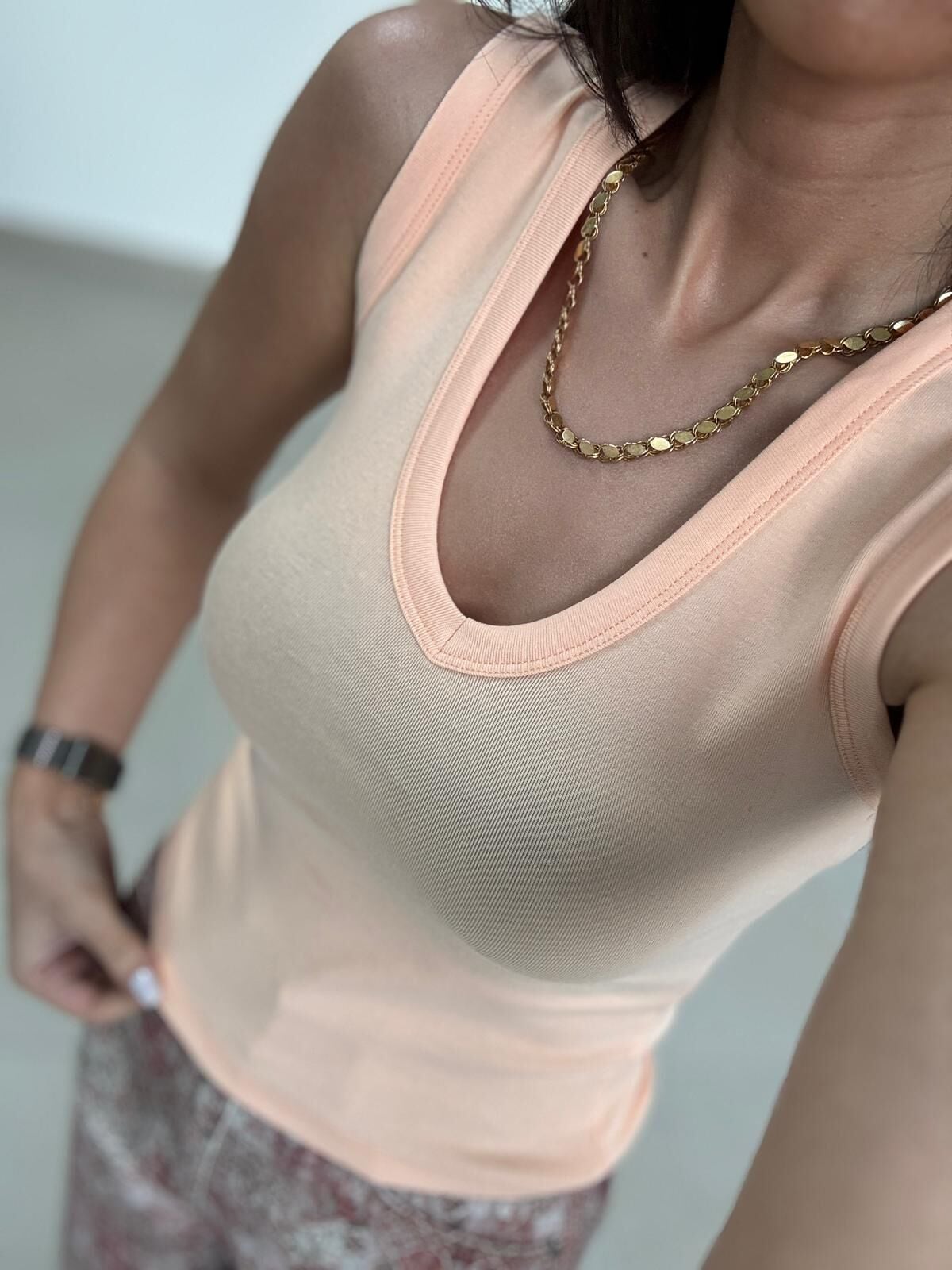 İv 24172 Somon V Yaka kolsuz Tişört