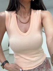 İv 24172 Somon V Yaka kolsuz Tişört