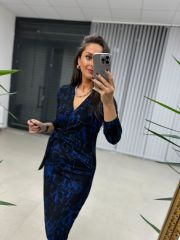 Mc Kruvaze Saks Geçişli Triko Elbise