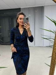 Mc Kruvaze Saks Geçişli Triko Elbise