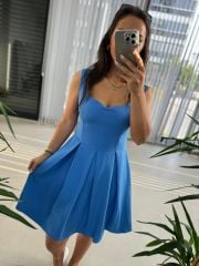 Mc 5874 Blue Sweetheart Neck Dress