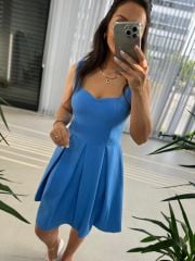 Mc 5874 Blue Sweetheart Neck Dress