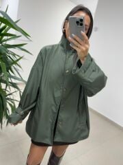 Ms 222 Haki Çıt Çıt Detaylı Oversize Mont