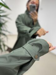 Ms 222 Haki Çıt Çıt Detaylı Oversize Mont