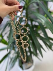 5438 Gold Halka Desen Zincir Kemer