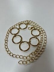 5438 Gold Halka Desen Zincir Kemer