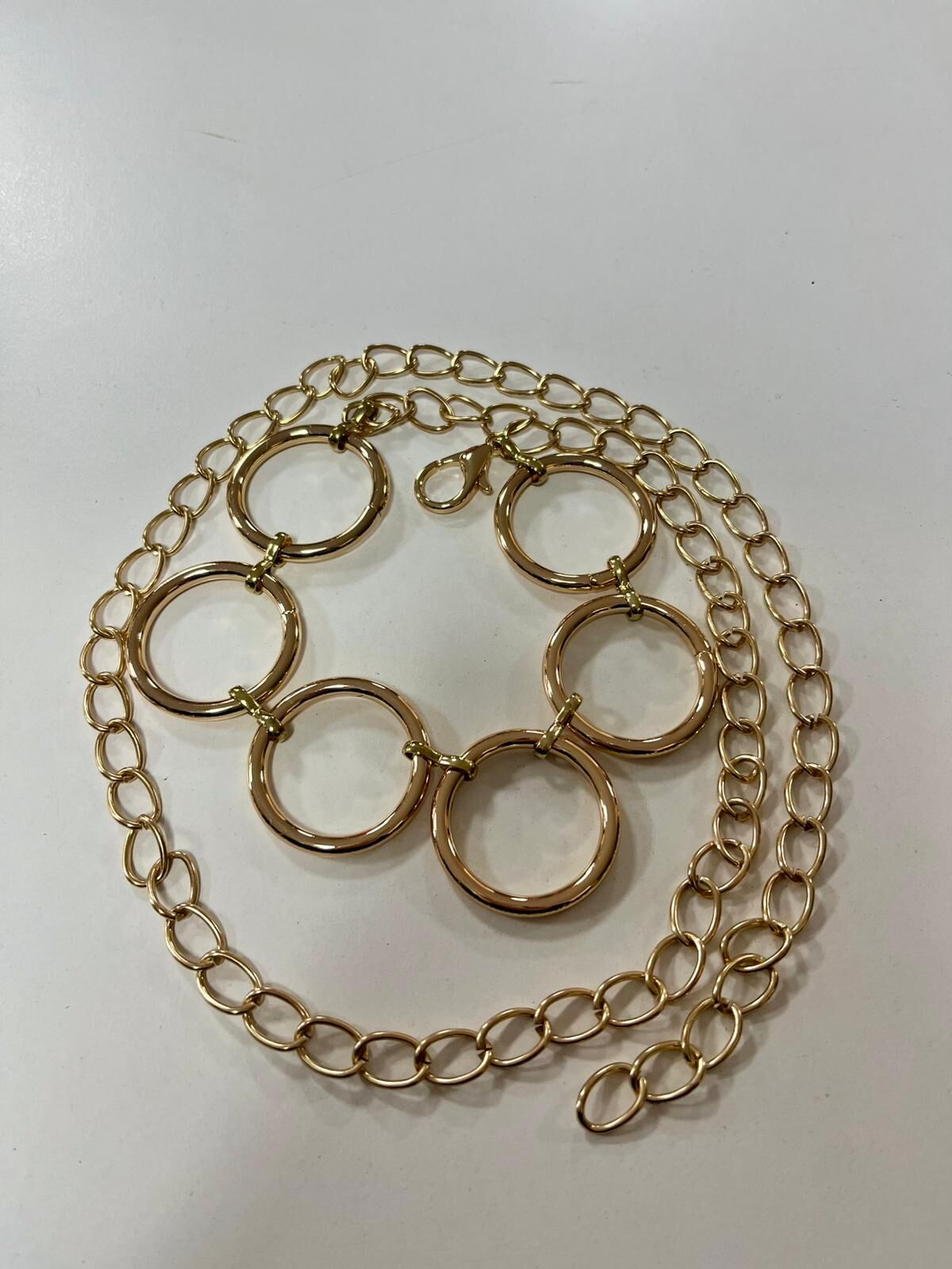 5438 Gold Halka Desen Zincir Kemer