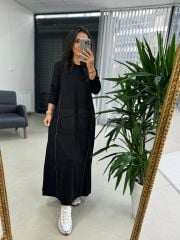 Dr 8004 Tasarım Fermuar Cepli Sweat Elbise