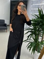 Dr 8004 Design Zipper Pocket Sweat Dress