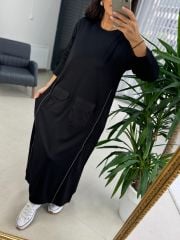 Dr 8004 Tasarım Fermuar Cepli Sweat Elbise