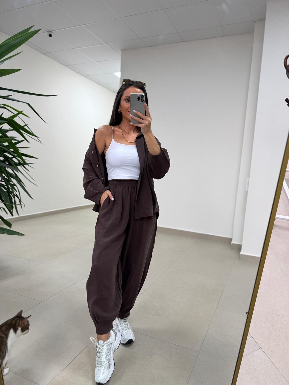 Fp 50957 Kahve Tensel Gömlek Pantolon Takım