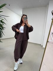 Fp 50957 Kahve Tensel Gömlek Pantolon Takım