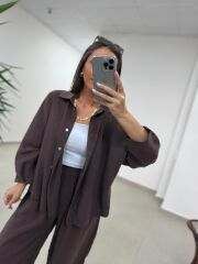 Fp 50957 Kahve Tensel Gömlek Pantolon Takım