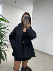 Ms 222 Siyah Çıt Çıt Detaylı Oversize Mont