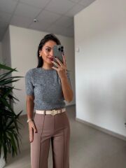 Dv 10651 Yumoş Kısa Kollu Füme Kazak