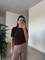 Dv 10651 Yumoş Kısa Kollu A.Kahve Kazak