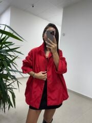 Ms 222 Kırmızı Çıt Çıt Detaylı Oversize Mont