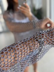 Bb 29855 Antrasit Sim Geçişli File Bluz