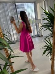 Mc 5874 Fuchsia Sweetheart Neck Dress