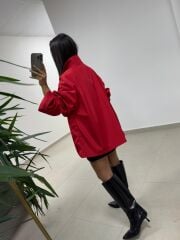 Ms 222 Kırmızı Çıt Çıt Detaylı Oversize Mont