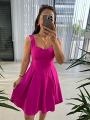 Mc 5874 Fuchsia Sweetheart Neck Dress