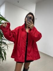 Ms 222 Kırmızı Çıt Çıt Detaylı Oversize Mont