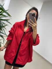 Ms 222 Kırmızı Çıt Çıt Detaylı Oversize Mont