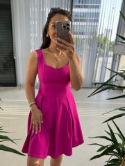 Mc 5874 Fuchsia Sweetheart Neck Dress