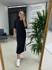 Dr 8057 Tasarım Beyaz Şerit Sweat Elbise M