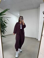 Fp 50957 Mürdüm Tensel Gömlek Pantolon Takım