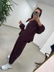 Fp 50957 Mürdüm Tensel Gömlek Pantolon Takım