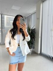 Mc 6166 Kruvaze Ekru Ceket