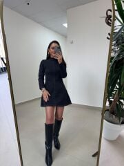 Yf 0103 Yıkamalı Kum Saati Denim Elbise