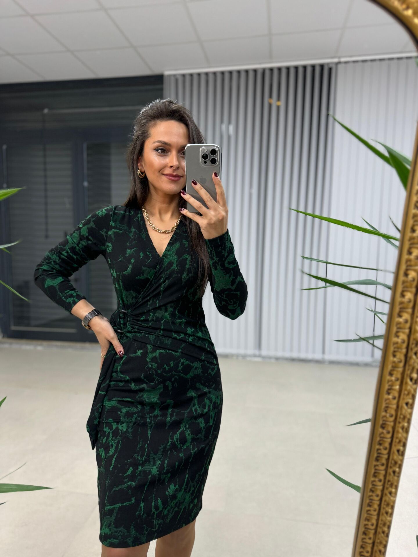 Mc Kruvaze Yeşil Geçişli Triko Elbis