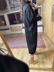 Siyah oversize balıkçı triko elbise