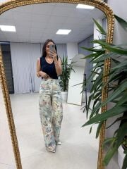 Nx 8325 Flowers Mavi Geçişli Denim Pantolon