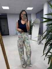 Nx 8325 Flowers Mavi Geçişli Denim Pantolon