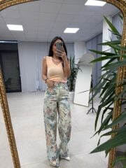 Nx 8325 Flowers Mavi Geçişli Denim Pantolon