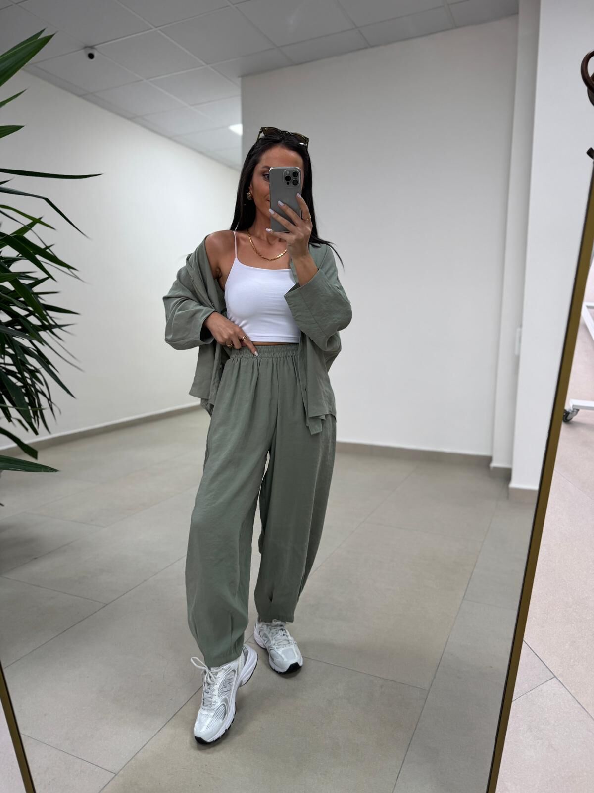 Fp 50957 Çağla Yeşili Tensel Gömlek Pantolon Takım