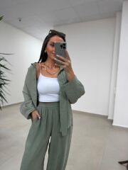 Fp 50957 Çağla Yeşili Tensel Gömlek Pantolon Takım