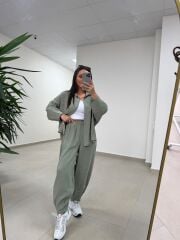 Fp 50957 Çağla Yeşili Tensel Gömlek Pantolon Takım