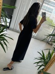 Ms Muslin Zippered Black Dress