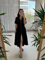 Ms Muslin Zippered Black Dress