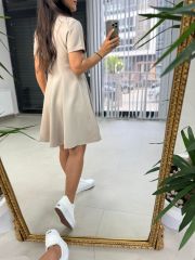 Ms Fermuarlı Vizon Kısa Kollu Çan Elbise