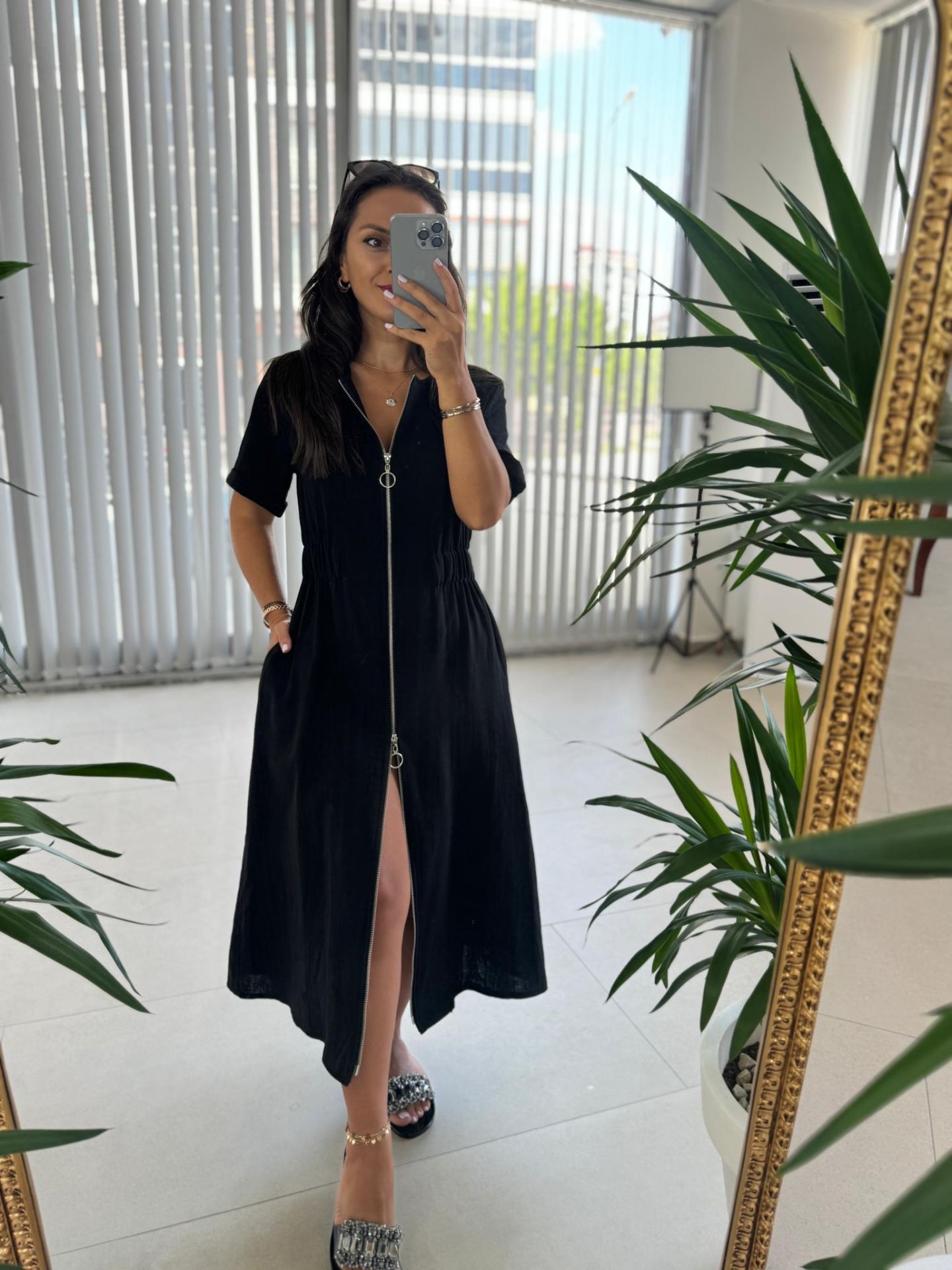 Ms Muslin Zippered Black Dress