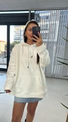 Dr Tasarım Kapüşonlu Beyaz Sweat
