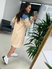 Dr 2452 Kot Montlu Bej SWeat Elbise