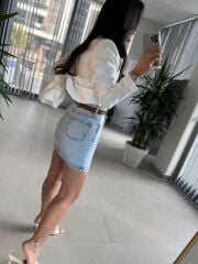 Fw Buz Mavi Denim Etek