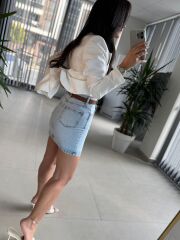 Fw Buz Mavi Denim Etek