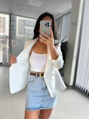 Fw Buz Mavi Denim Etek